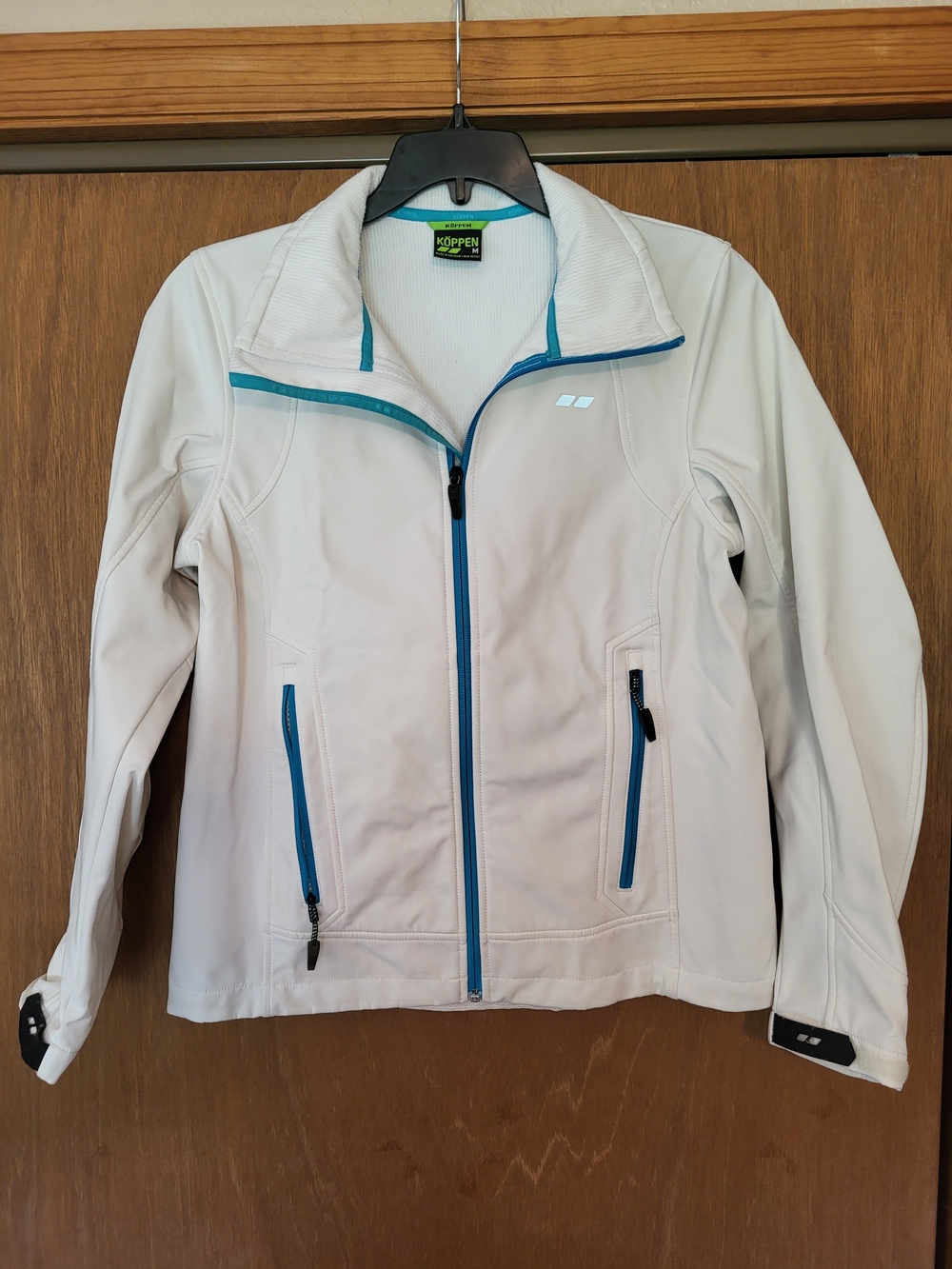 Koppen White Softshell Jacket with Teal and Blue Accents - Women's